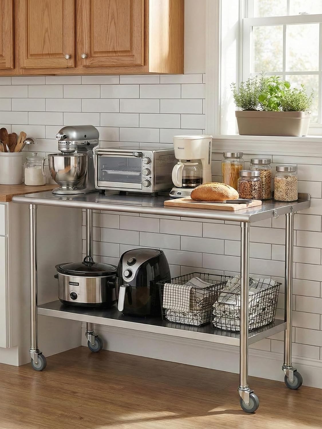 Mesa de Preparação Móvel em Aç - Commercial Kitchen Backsplash avaliação e preço