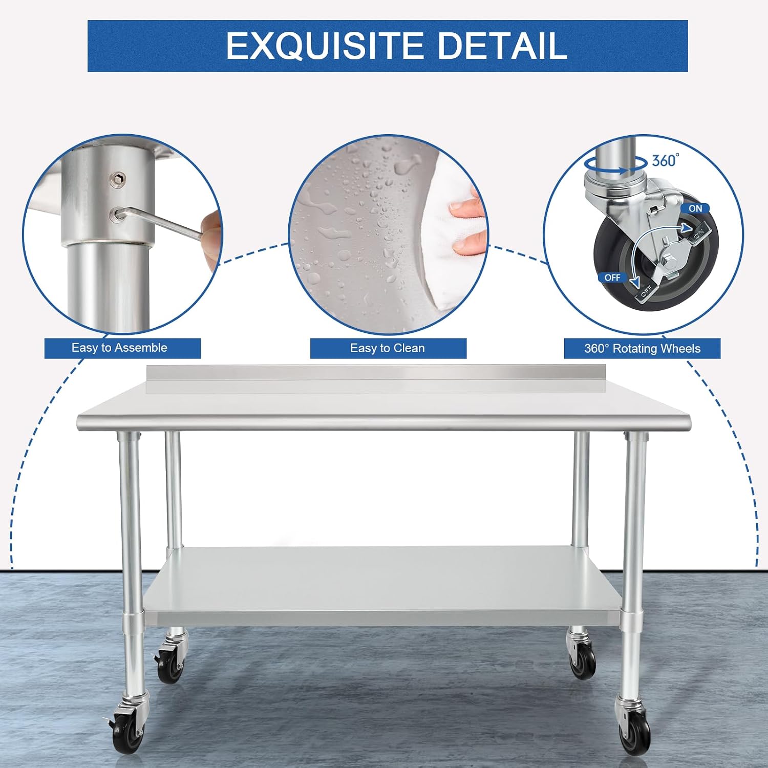 Mesa de trabalho em aço inoxid - Commercial Kitchen Backsplash avaliação e preço