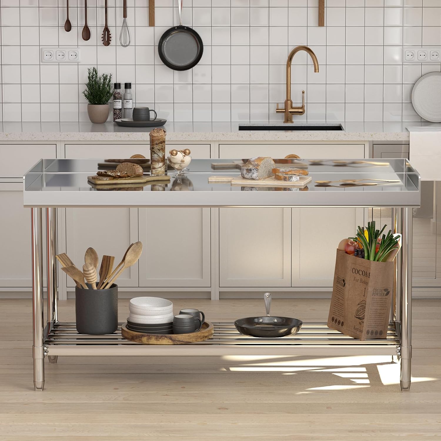 Mesa de Trabalho em Aço Inoxid - Commercial Kitchen Backsplash avaliação e preço