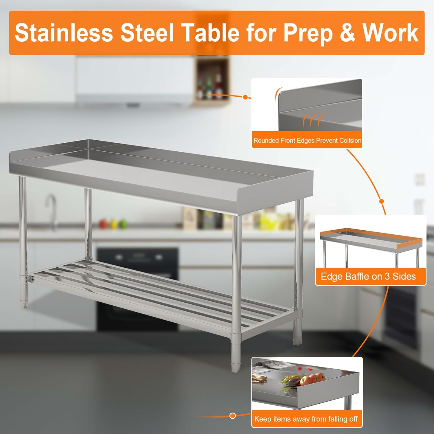 Mesa de Trabalho em Aço Inoxid - Commercial Kitchen Backsplash avaliação e preço